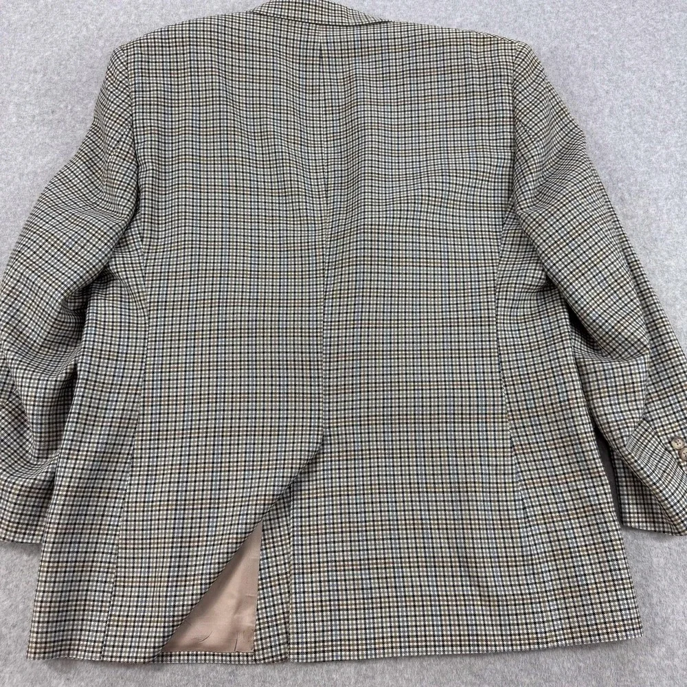 Jos A Bank Blazer Mens 46R Brown Check Silk Wool Tweed Sport Coat Jacket Classic